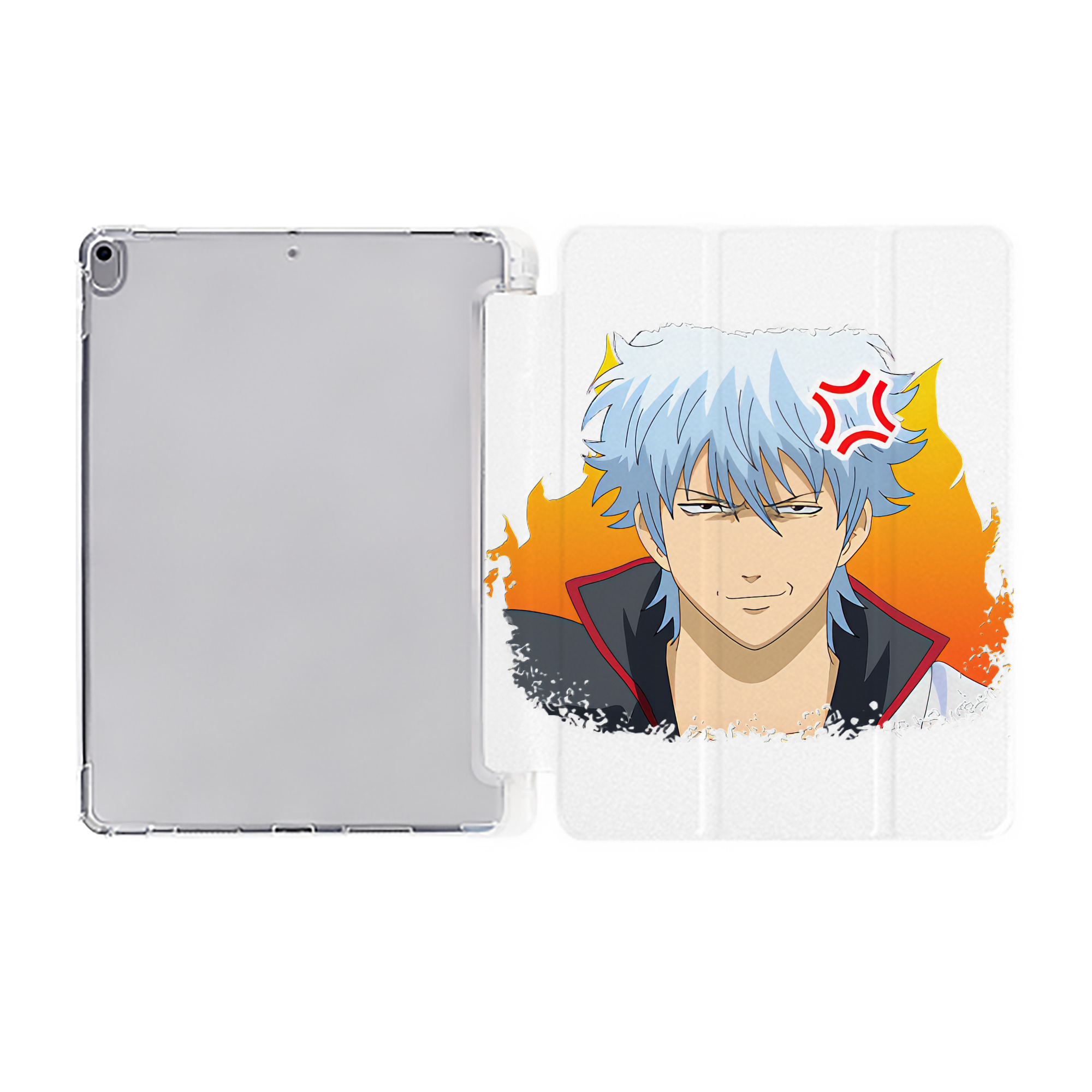 ぎんたま 坂田銀時（さかたぎんとき） 神楽 志村新八（しむら しんぱち） GINTAMA Sakata Gintoki Kagura Shimura Shinpachi IPad ケース ペン収納付き 三つ折りスタンド PUレザー×シリコン 対応機種9.5/10.5/10.9インチ